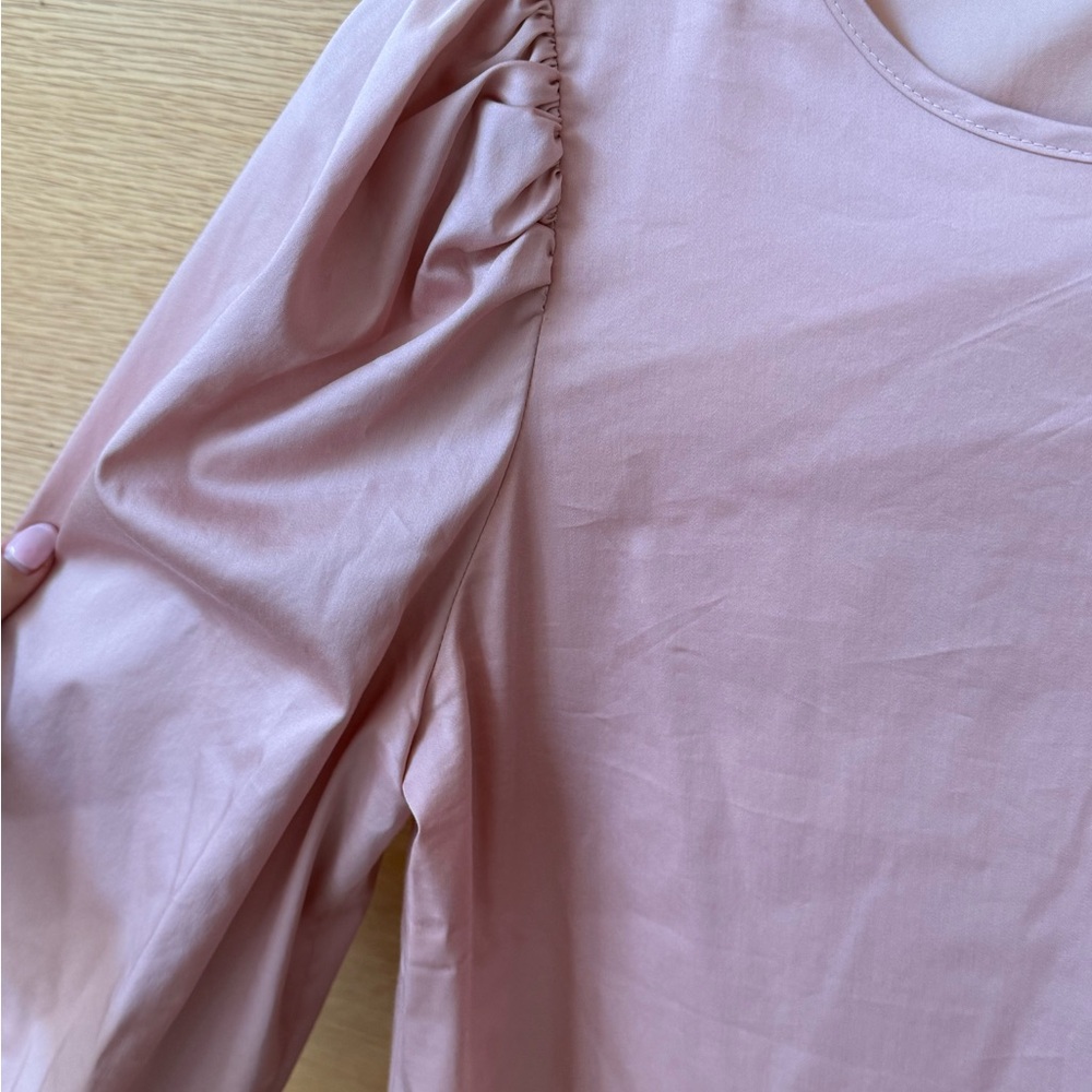 Girls' Puff Sleeve Pink Dress - Picture 3 of 3
